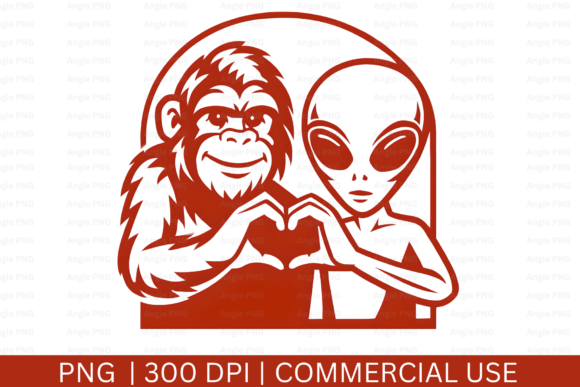 Bigfoot and Alien PNG, Sasquatch PNG