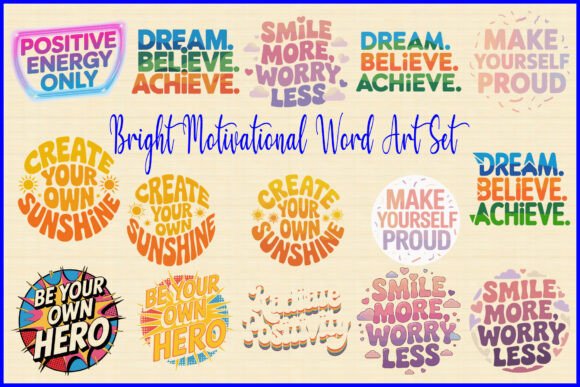 Bright Motivational Word Art Set