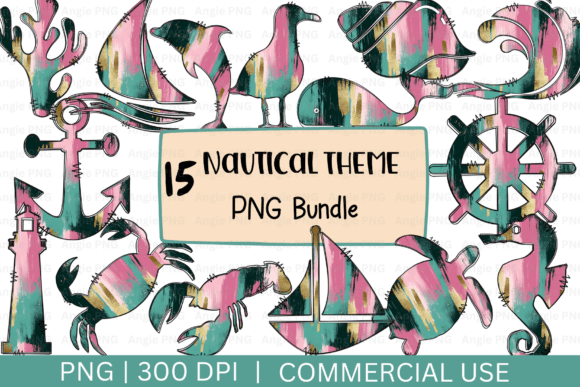 Brushstrokes Nautical Clipart Bundle