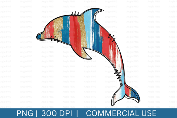 Brushstrokes Nautical Dolphin Clipart