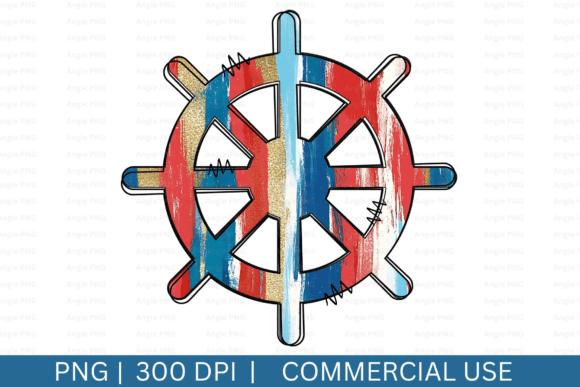 Brushstrokes Nautical Ship Wheel Clipart
