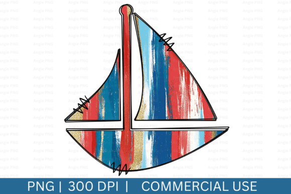 Brushstrokes Sailboat Clipart, Nautical