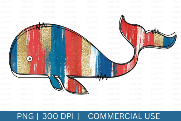 Brushstrokes Whale Clipart, Nautical