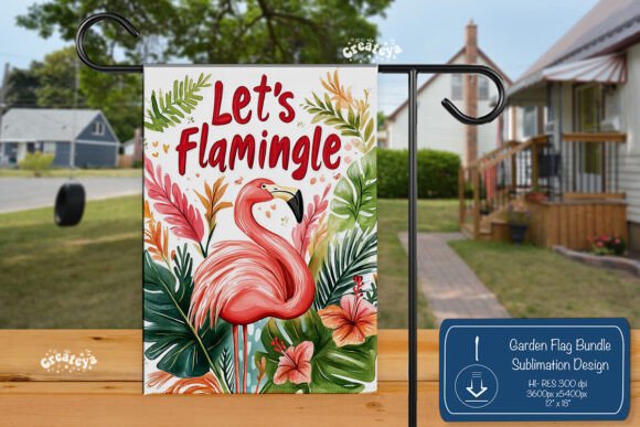 Flamingo Summer Beach Garden Flag Png
