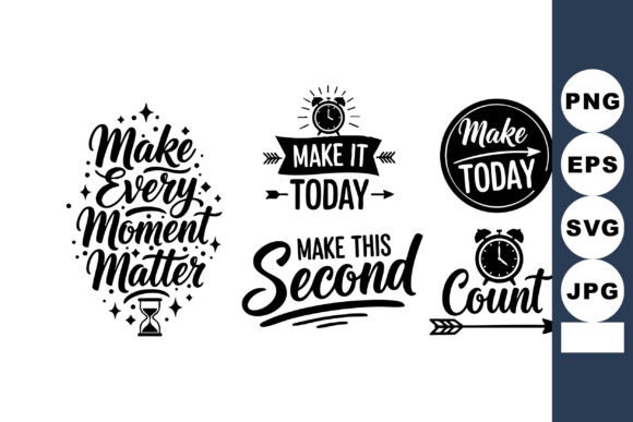 Motivational Quotes Clock Vectors