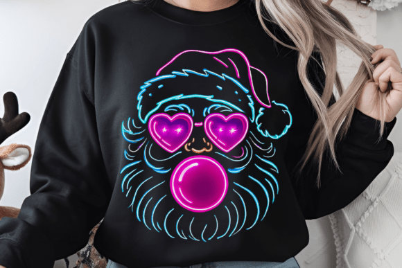 Neon Glow Retro Santa, Iridescent