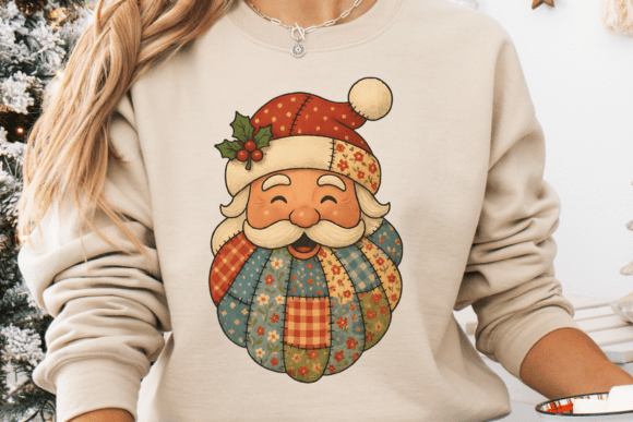 Patchwork Santa Claus, Christmas PNG
