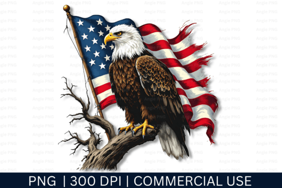 Patriotic Eagle, Bald Eagle, USA Flag